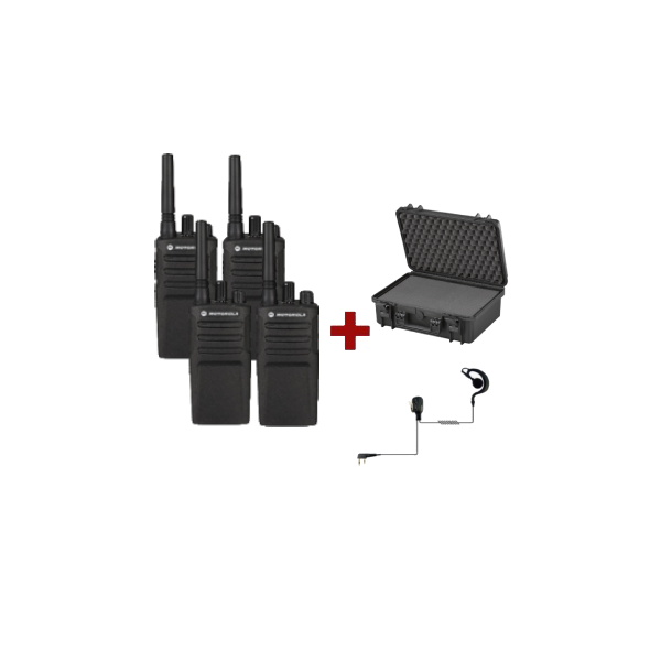 Motorola XT420 4-pack met 4 PTT headsets & draagkoffer