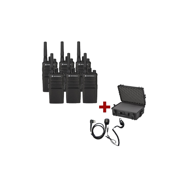 Motorola XT420 6-pack + 6 PTT oortjes & draagkoffer