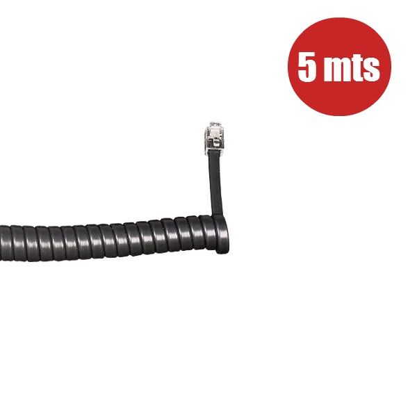 Gekruld Telefoonsnoer 5m Zwart