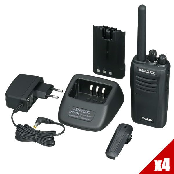 KenwPack: Koffer met 4 Kenwood Protalk 3501 + 4 micro-headset 2ood Protalk 301 con sus accesorios