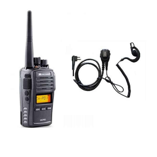 Pack Midland G18 Pro + oordop met PTT-microfoon