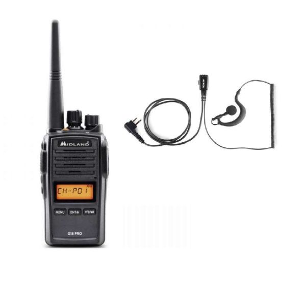 Pakket Midland G18 Pro + Oorhaak Headset