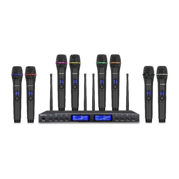 Rondson UHF-ontvanger BE-180 met 8 draadloze handheld microfoons (520,1 - 546,5 MHz)