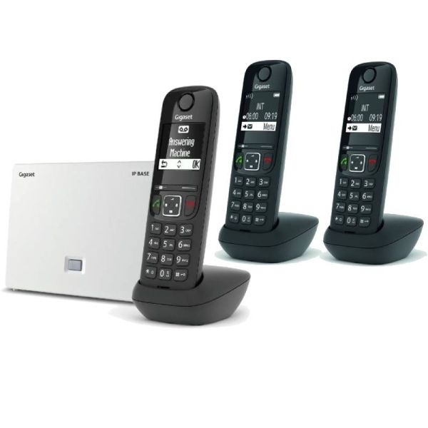 Pakket Gigaset AS690A IP + 2 extra handsets