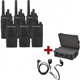 Motorola XT420 6-pack + 6 PTT oortjes & draagkoffer