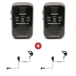 2 Dynascan 1D PMR446 Walkie-Talkies + 2 G-Vormige Oorstukken (2)