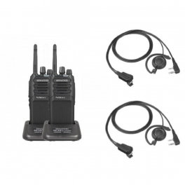 Set van 2 Kenwood TK3701DE + 2 oortelefoon handsfree sets