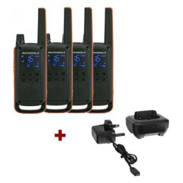 Motorola Talkabout T82 4-Pack + 4x Bureau Opladers