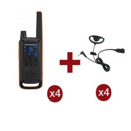 Motorola Talkabout T82 4-Pack + 4x D-Vormige oorstukken