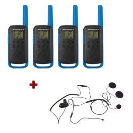 Motorola Talkabout T62 (Blauw) 4-Pack + 4x Gesloten helm headsets