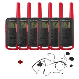 Motorola Talkabout T62 (rood) 6-Pack + 6x Gesloten helm headsets