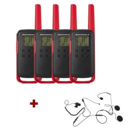 Motorola Talkabout T62 (rood) 4-Pack + 4x Open helm headset