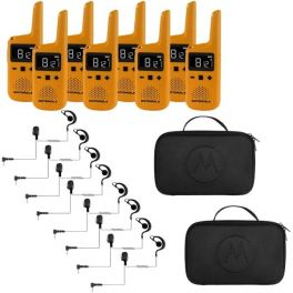 Eight Pack Motorola TLKR T72 + BR1708 Oorschelp Headset + 2X Motorola T82 4-pack Hoes