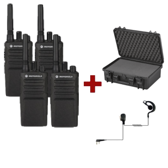 Motorola XT420 4-pack met 4 PTT headsets & draagkoffer