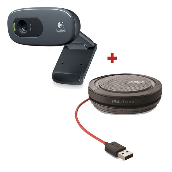 Logitech C270 webcam + Plantronics Calisto 3200 - USB-A