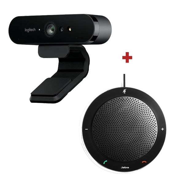 Logitech Brio Webcam +  Jabra Speak 410 Draagbare Speakerphone