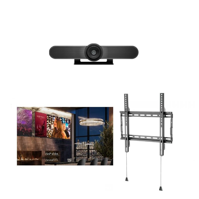 Logitech MeetUp Webcam + LG TV-scherm 55" UR640S Series + Vaste Muurbeugel