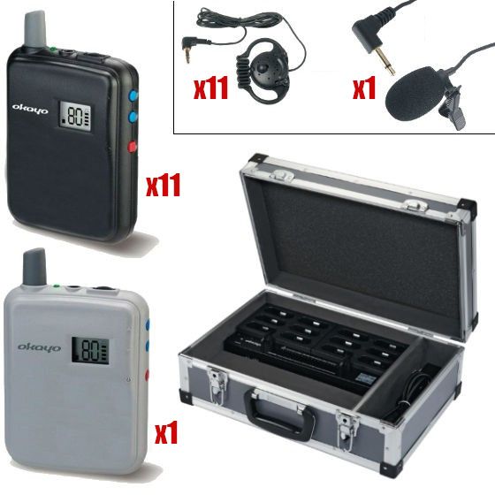 Okayo Tourguide Pack: 11 receivers + 1 transmitter en Oplaadkoffer