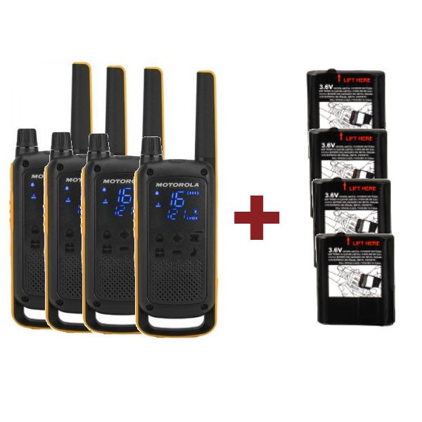 Motorola Talkabout T82 Extreme 4-Pack + 4x Reserve Batterijen