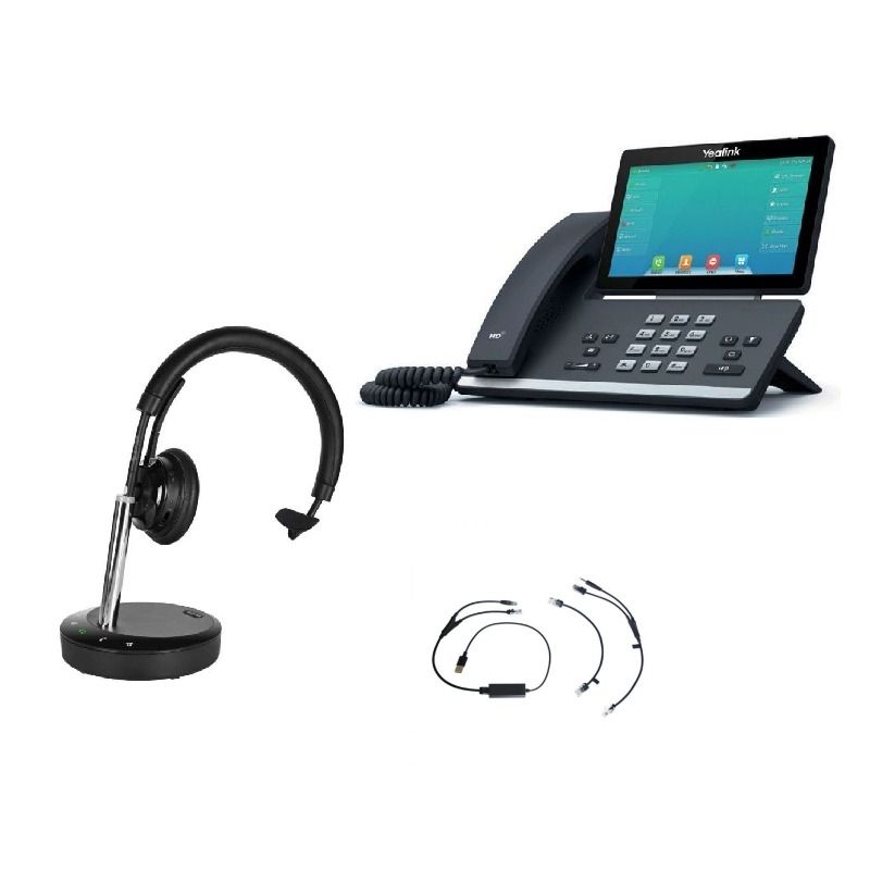 Pakket Yealink T57W + Elektronische haakschakelaar + Cleyver DECT2 USB Mono
