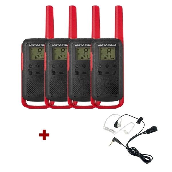 Motorola Talkabout T62 (rood) 4-Pack + 4x Bodyguard kit