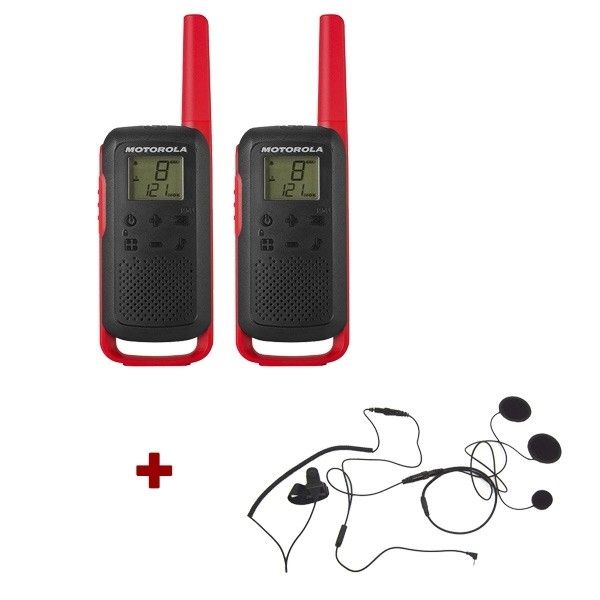 Motorola Talkabout T62 (rood) + 2x gesloten helm headsets