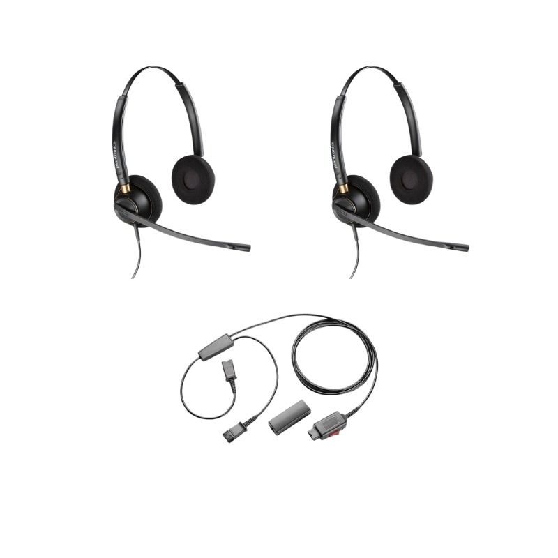 Pack 2 Plantronics EncorePro HW520 Noise Cancelling + Y-adapter trainingskabel