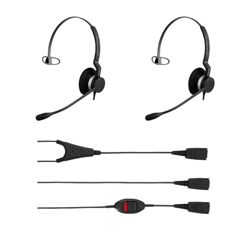 Pack 2 Jabra BIZ 2300 Mono QD Headset + trainingskabel met mute-knop