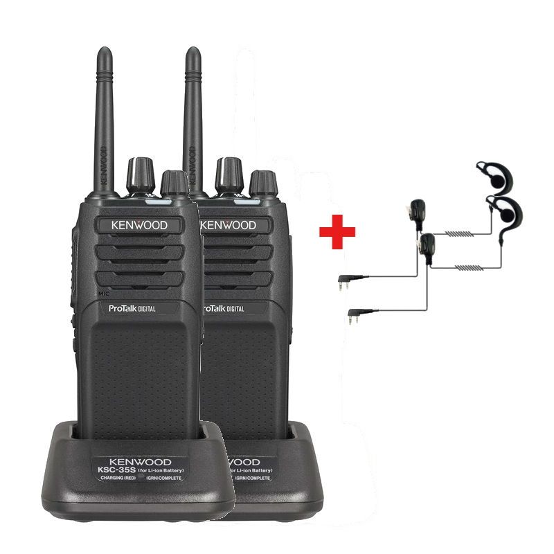 Pack: Kenwood 3701 2-pack + 2 PTT headsets