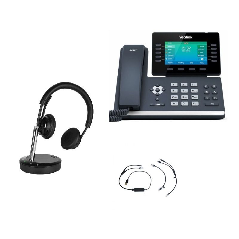 Pakket Yealink T54W + elektronische hookswitch (EHS) + Cleyver DECT Office Duo