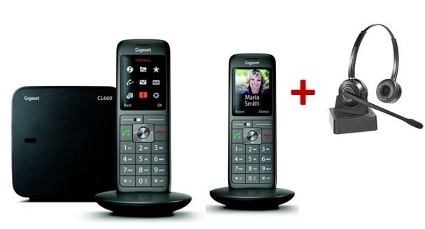 Pack Gigaset CL660 Duo + Draadloze Cleyver hoofdtelefoon