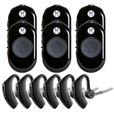Motorola CLP446 6-pack inclusief 6 PTT headsets Plantronics Voyager